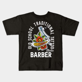 old school traditional tattoo barber shop Kids T-Shirt